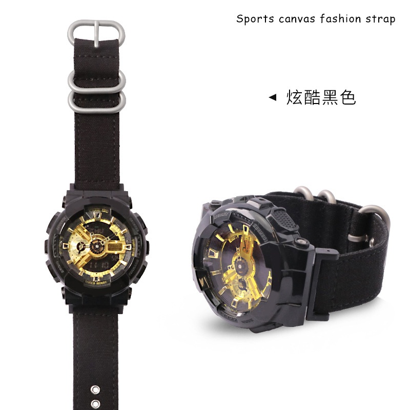 Casio Watch G-Shock Dw-5600 - 16mm Baumwoll-Canvas-Nylon Ersatz-Uhrenarmband für Herren Sport-Armband
