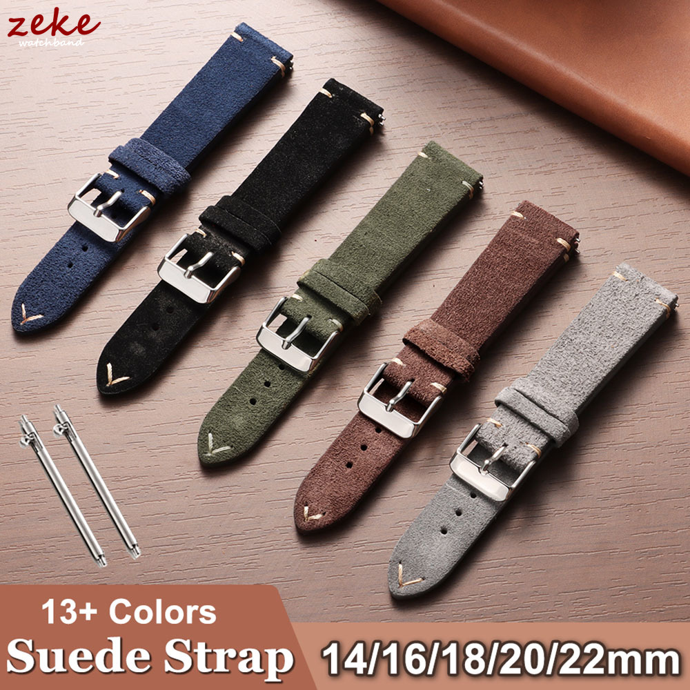 Suede Strap Watch - Vintage-Armbänder aus weichem Wildleder, 14/16/18/20/22 mm,