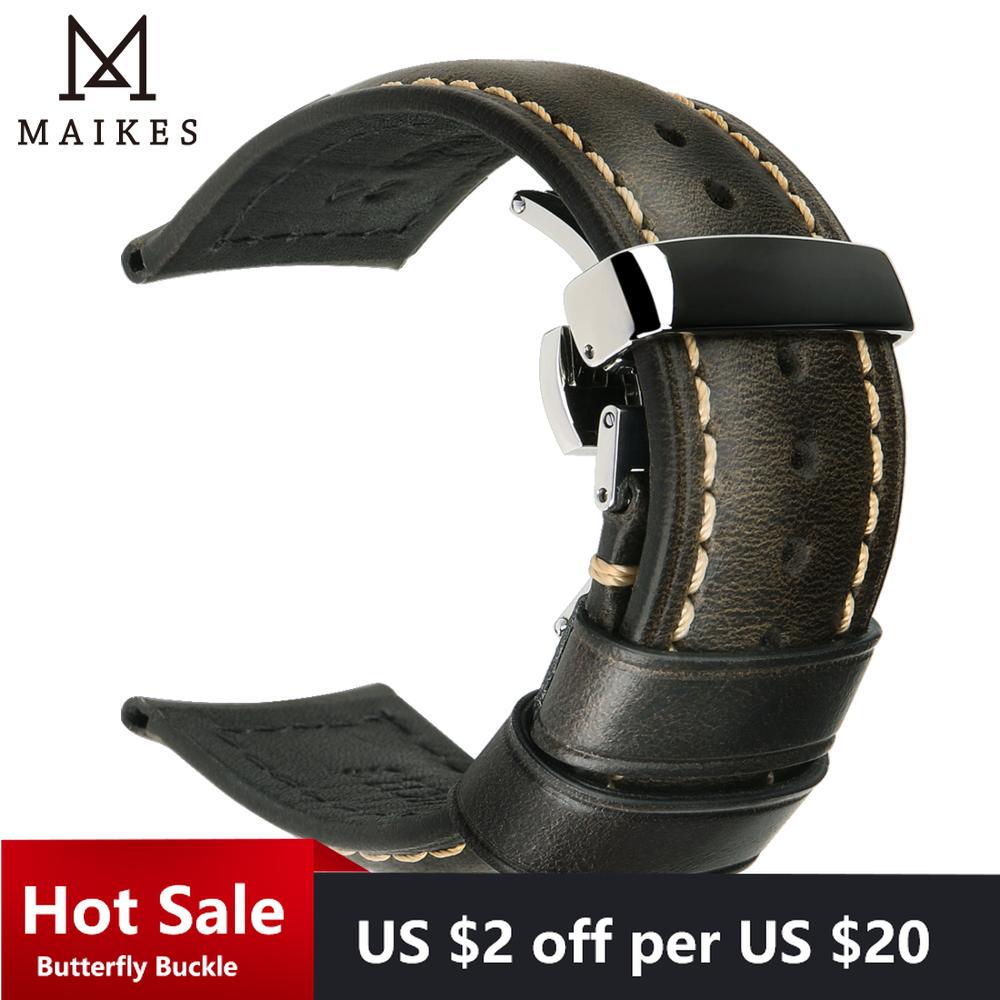 Butterfly Clasp Deployant - MAIKES Echtem Leder Armband 18mm-24mm Kalbsleder