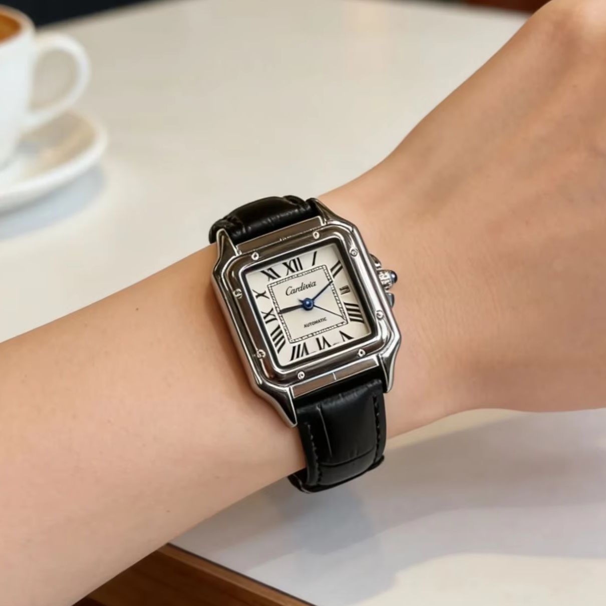 Cartier Watch Santos - Retro-Quarzuhr für Damen mit quadratischem Zifferblatt