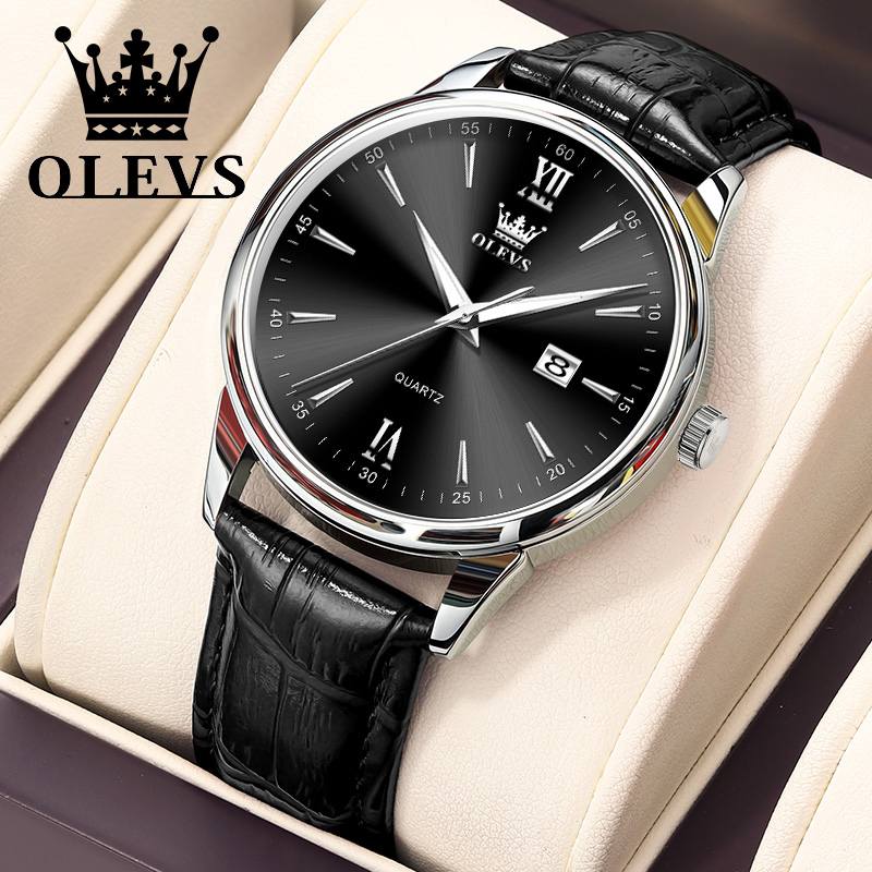 Leather Watch Band Men - Olevs Quarz Herren uhr modische Business