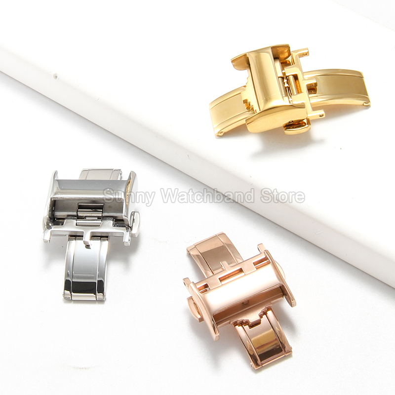 Butterfly Clasp Deployant - 316L Edelstahl Schmetterlings-Faltschließe Silber Golden Roségold