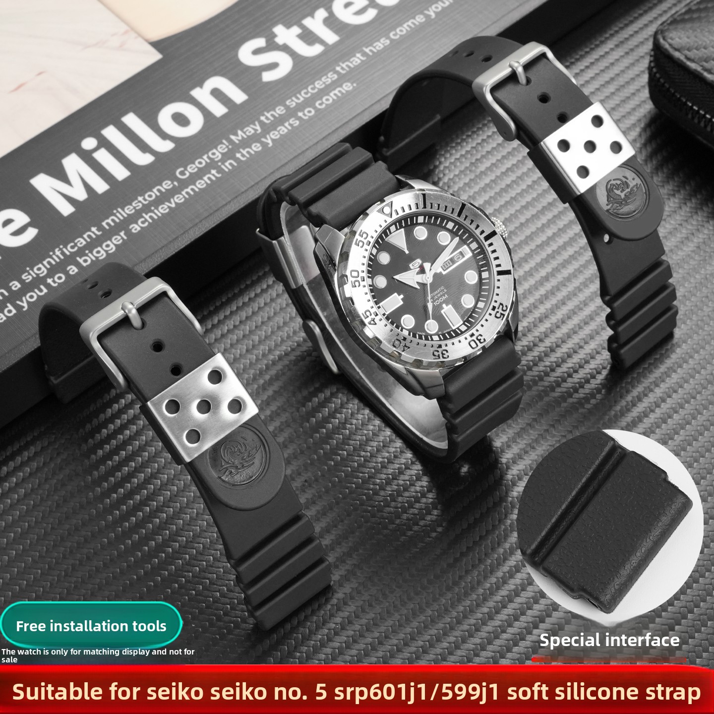 Seiko Watch 5 Sports - 22mm Silikon-Uhrenarmband für Seiko Nr. 5