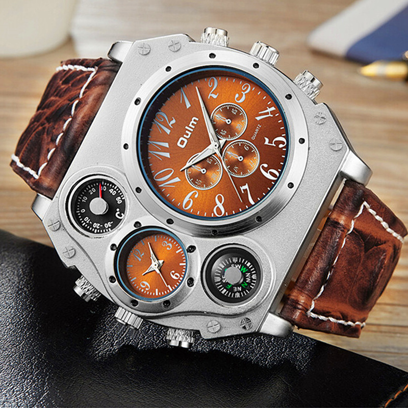 Leather Watch Band Men - Neue Modell OULM Uhr Männer Quarz