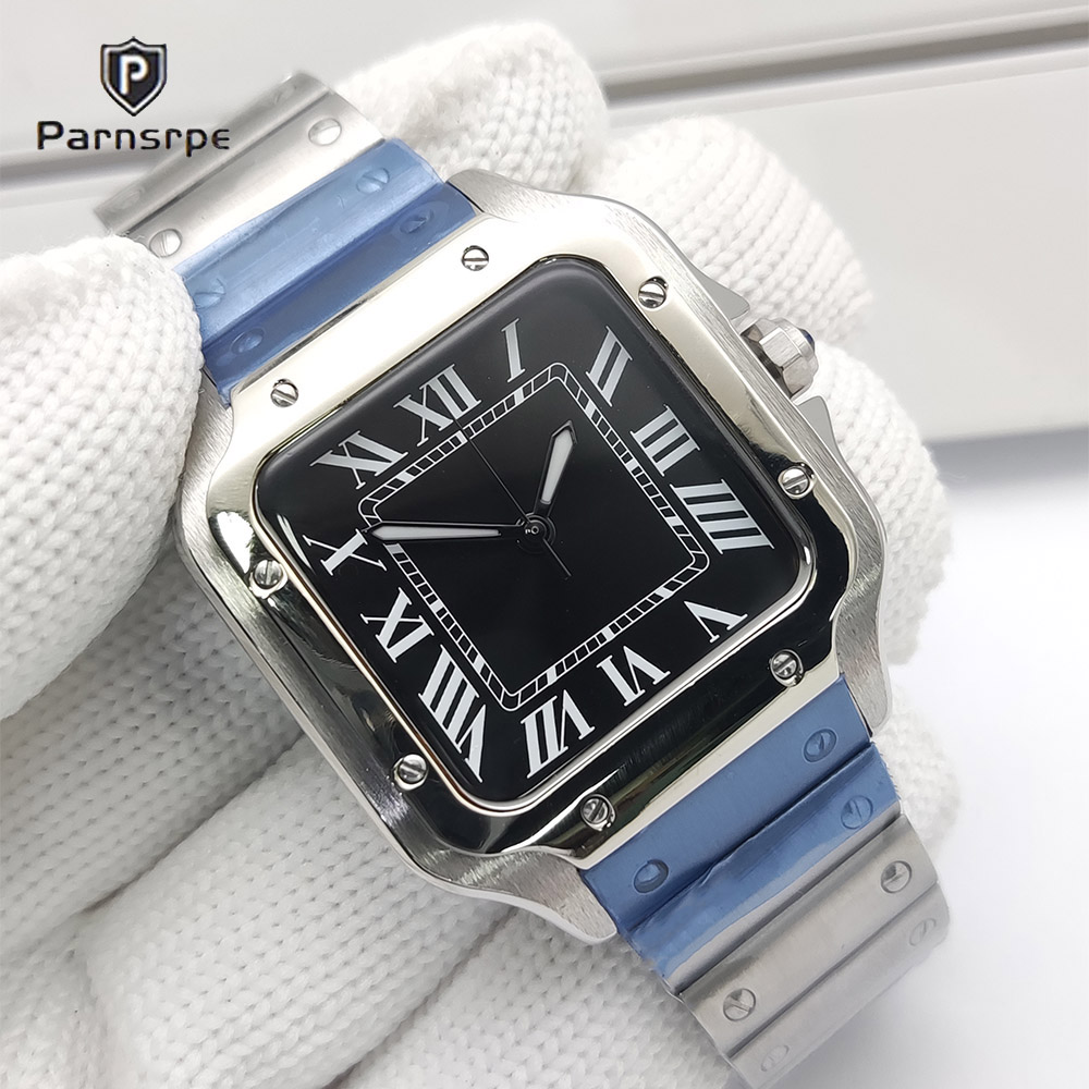 Cartier Watch Santos - Herrenuhren mit quadratischem Gehäuse, neue NH35-Uhr,