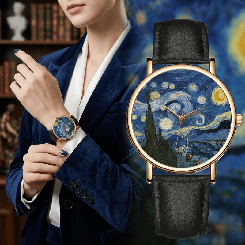 Van Gogh Gemälde Zifferblatt-U – Leather Watch Band Men Bewertung und Preis